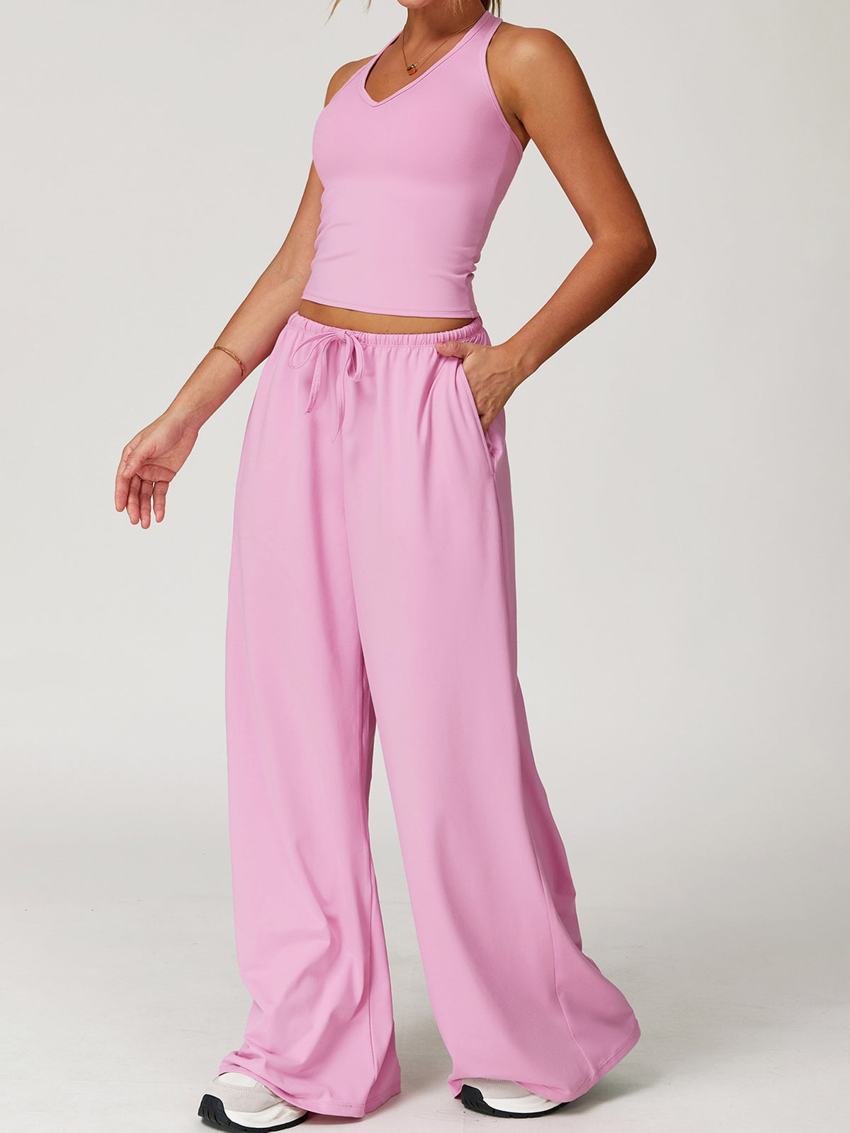 Drawstring Waist Straight Leg Pants