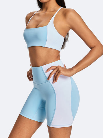 High Waisted Colorblock Yoga Shorts