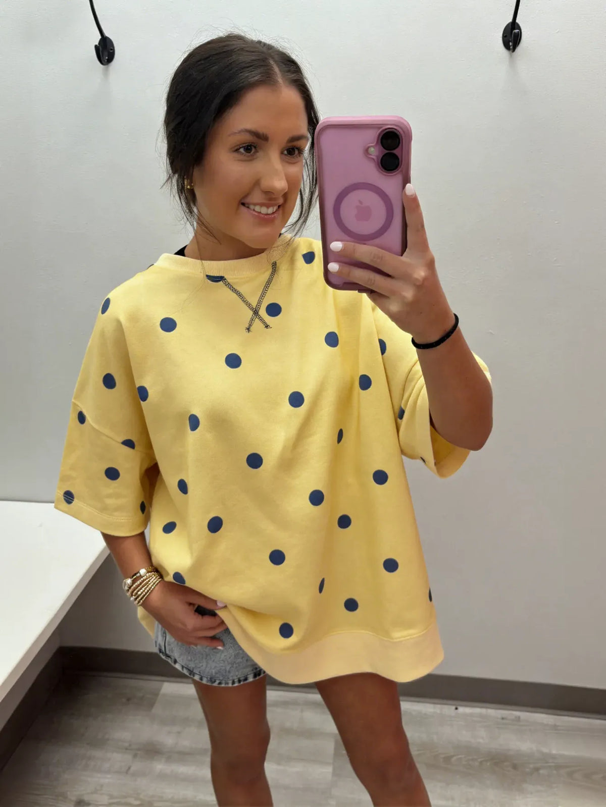 Oversized Polka Dot Crewneck Sweatshirt
