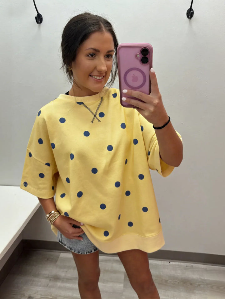 Oversized Polka Dot Crewneck Sweatshirt