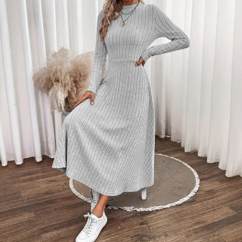 Ribbed Mock Neck Midi Dress