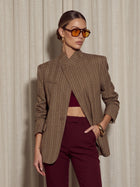 Plaid Stand Collar Blazer Jacket