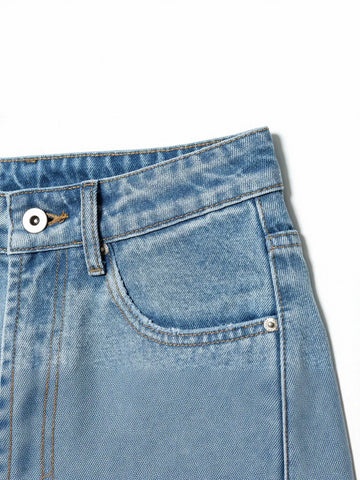 High Waisted Curved Seam Jeans