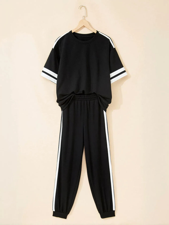 Athletic Striped Casual Pant Set