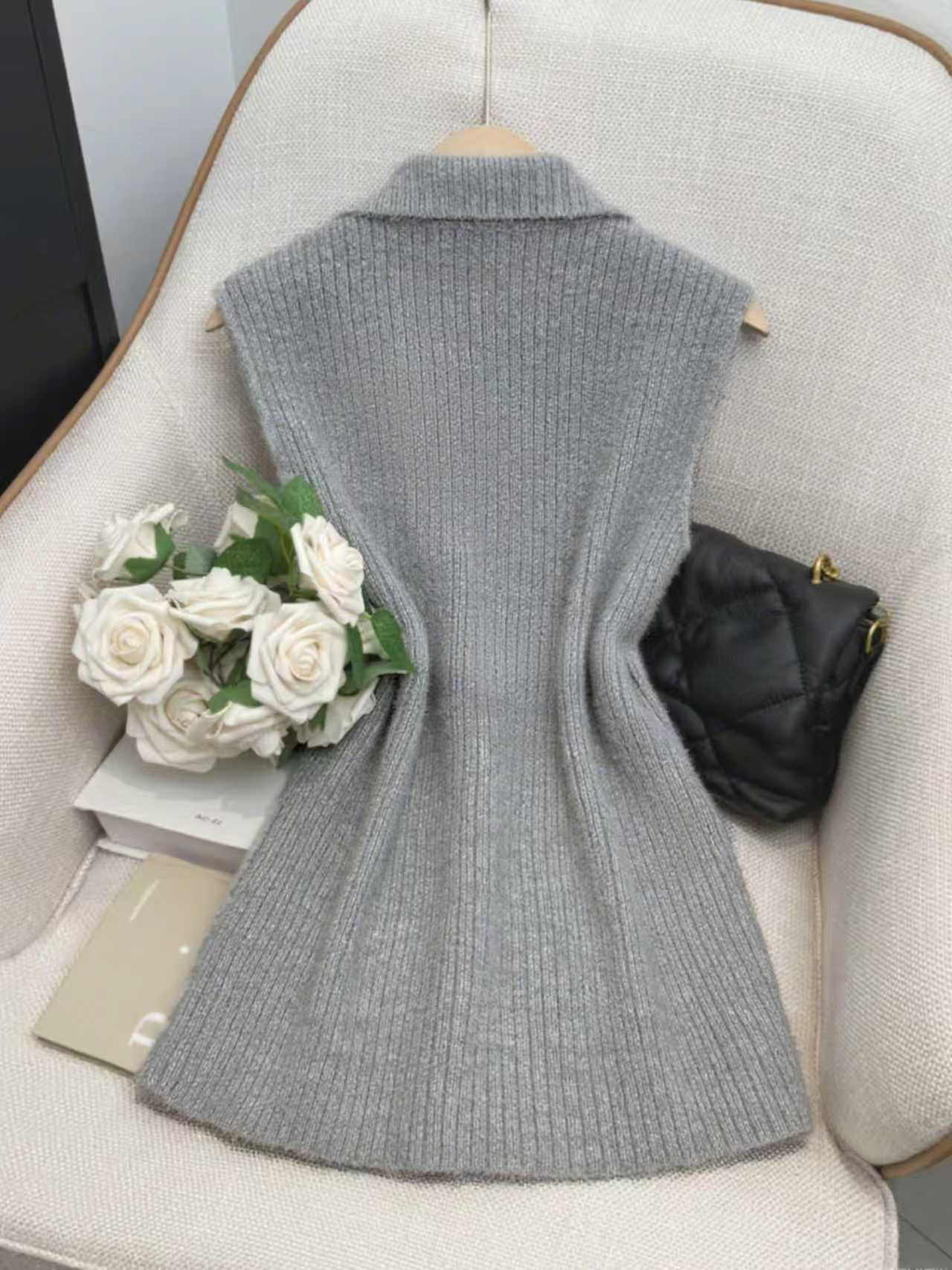 Cozy Fuzzy Lapel Knit Vest