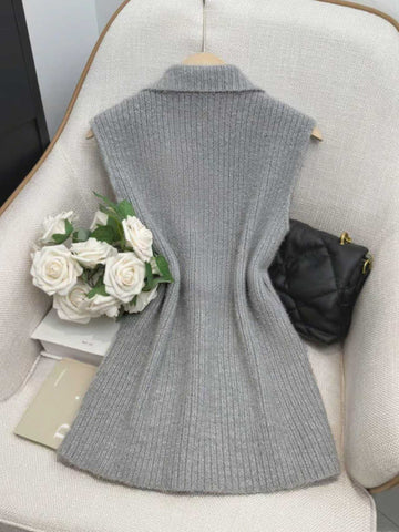 Cozy Fuzzy Lapel Knit Vest