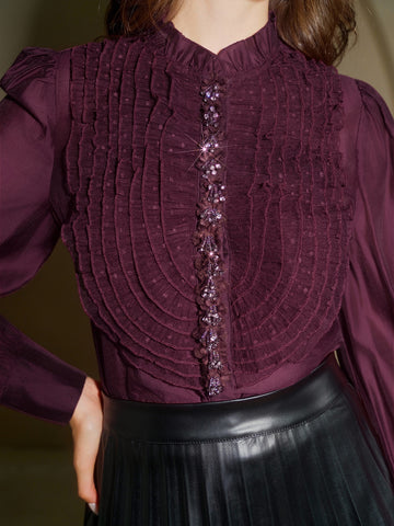 Victorian Ruffled Button Up Blouse