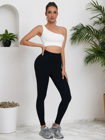 Seamless One Shoulder Ribbed Yoga Tank