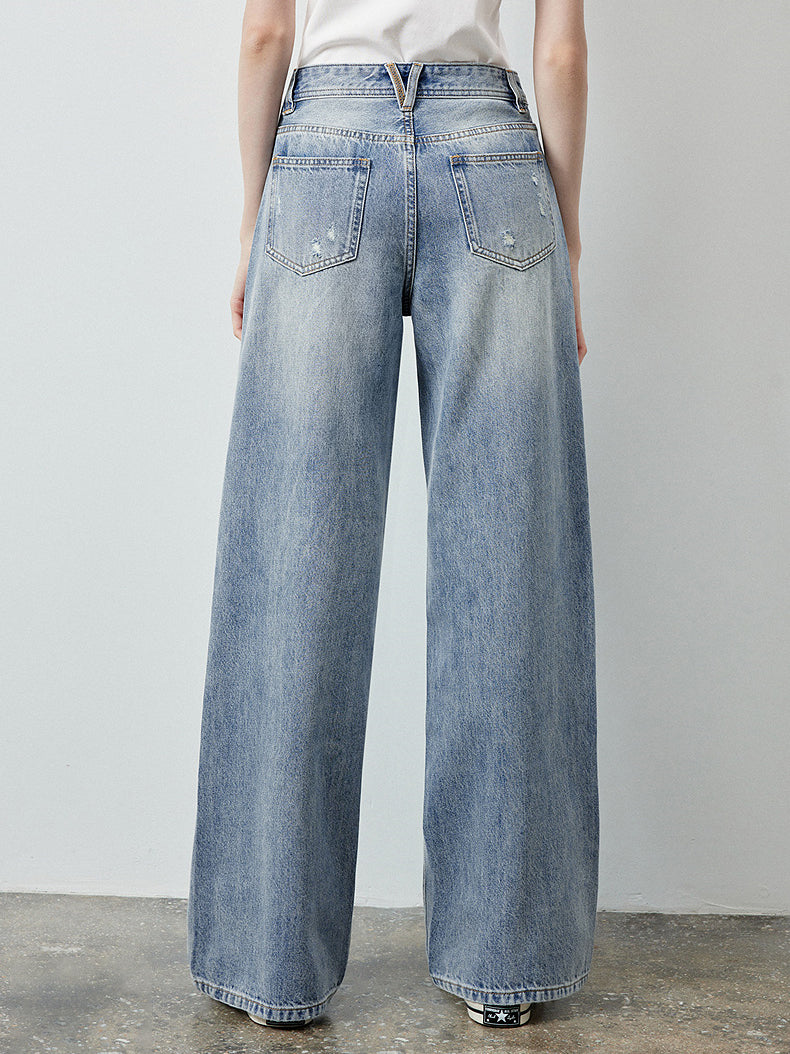 Sparkly Distressed Wide Leg Jeans