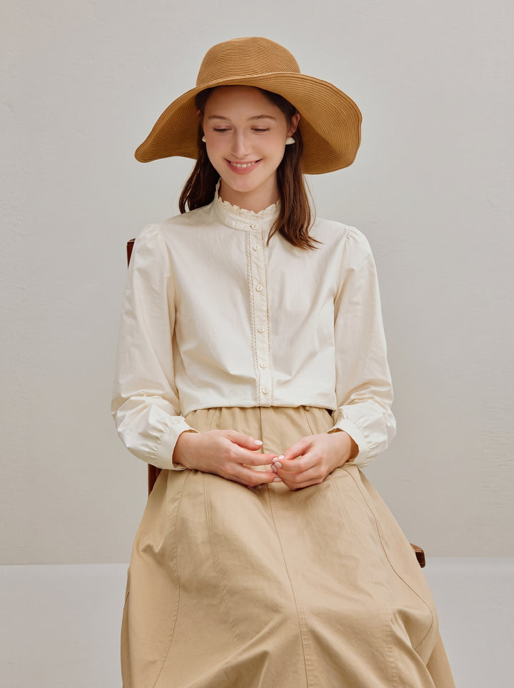 Organic Cotton Stand Collar Button Shirt