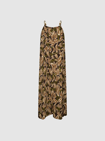 Urban Revivo Strappy Beaded Printed A-Line Midi Dresses