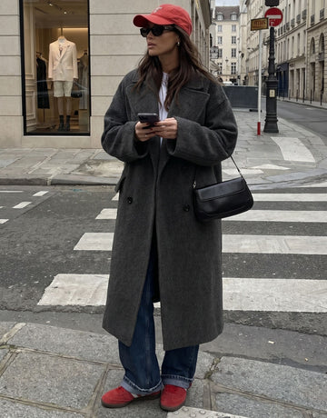 Oversized Double Breasted Wool Blend Coat