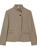 Minimalist Stand Collar Blazer Jacket