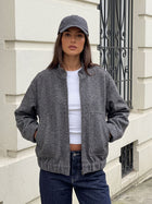 Cozy Brushed Wool Blend Bomber Jacket