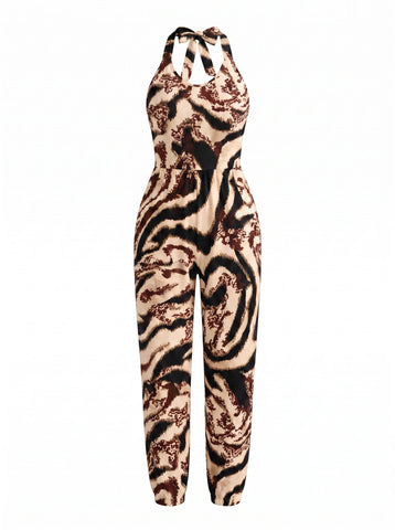 Tiger Stripe Print Jumpsuit