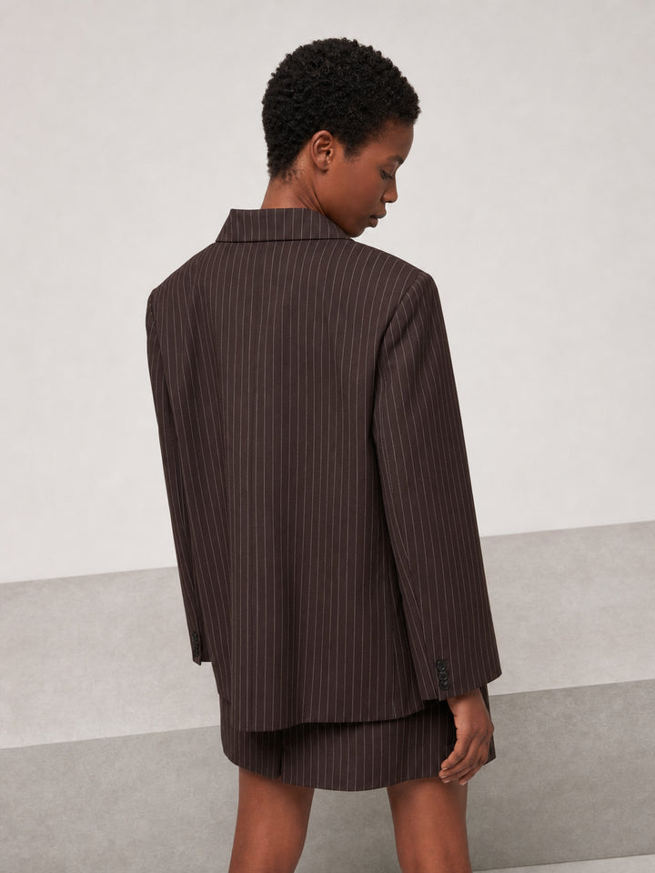 Oversized Pinstripe Double Breasted Blazer Jacket