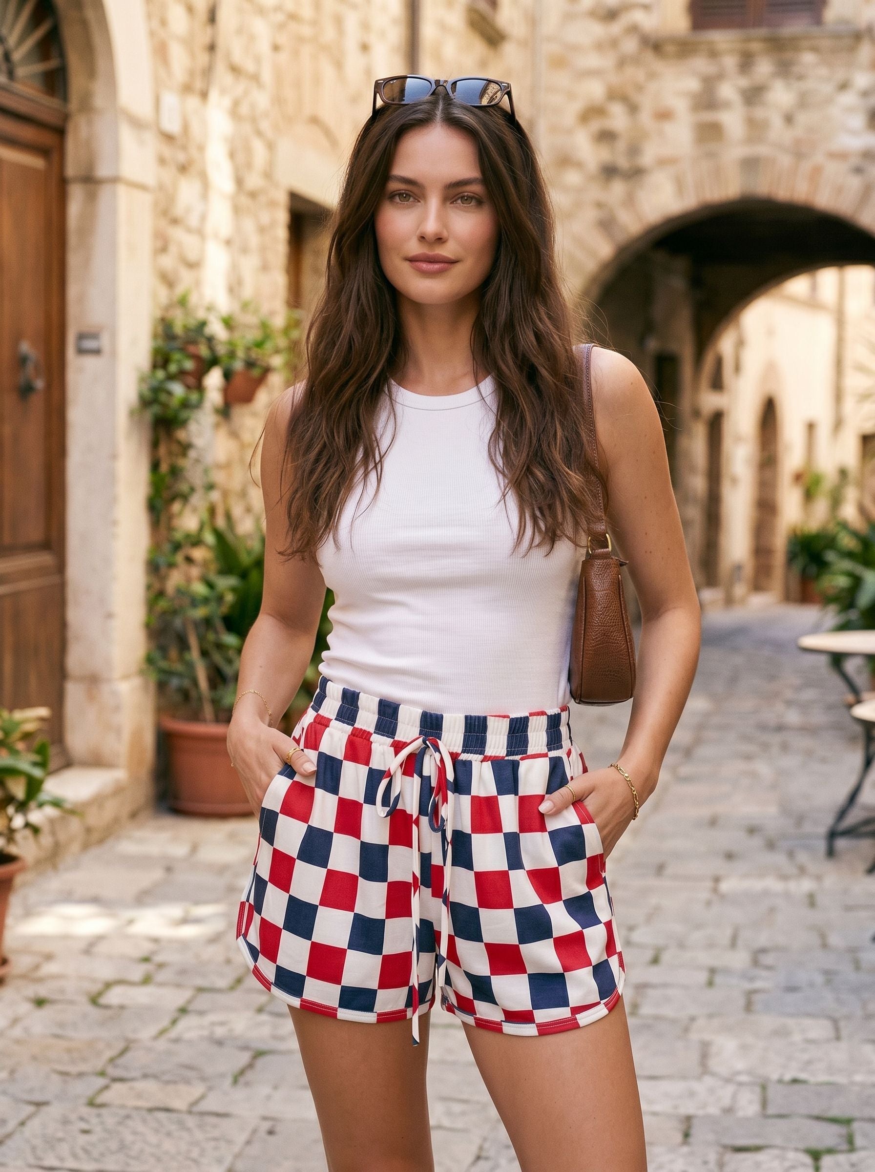 Comfy Checkered Drawstring Lounge Shorts