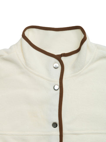 Cozy Contrast Trim Fleece Jacket