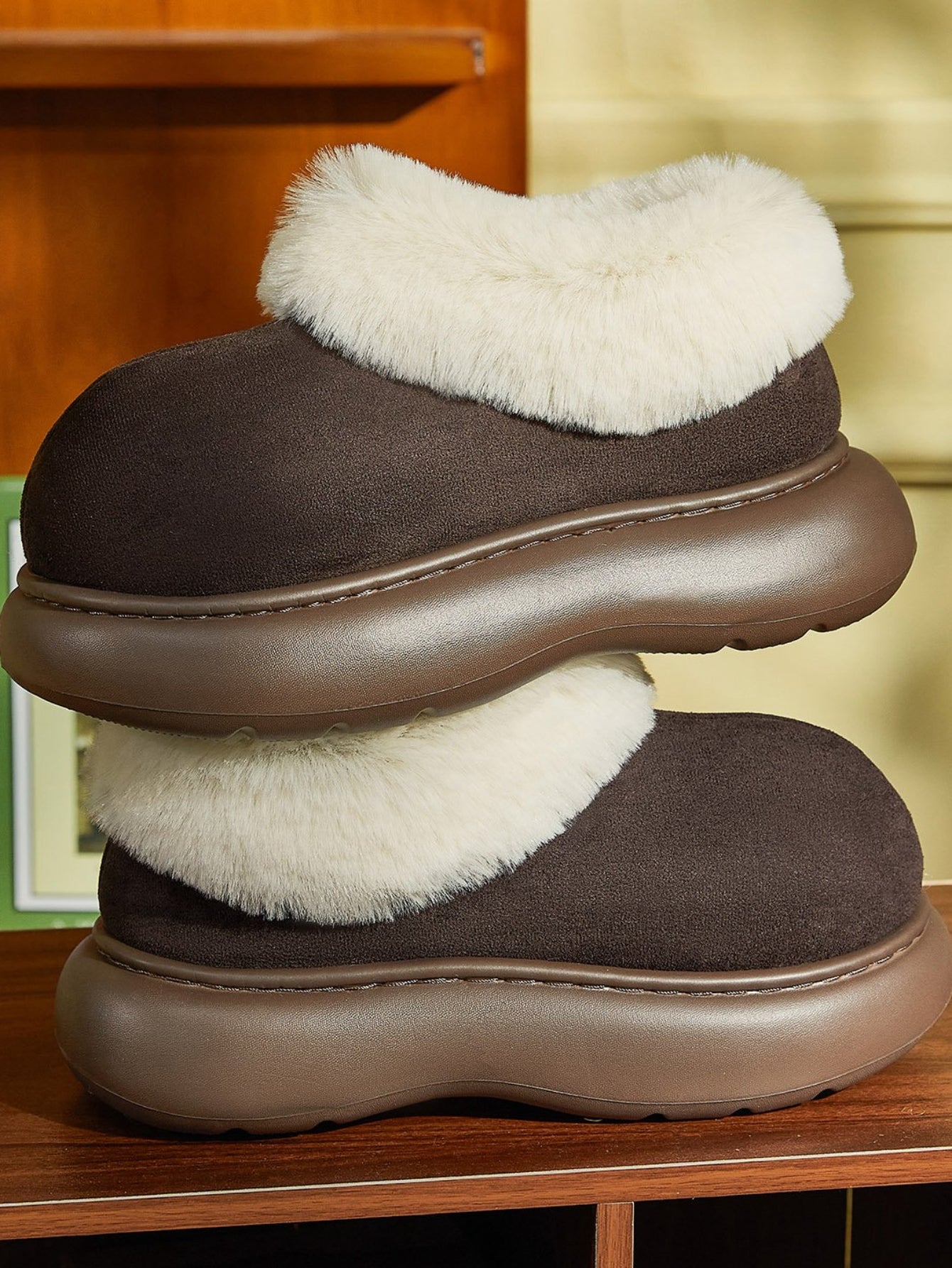 Fuzzy Platform Suede Ankle Boots