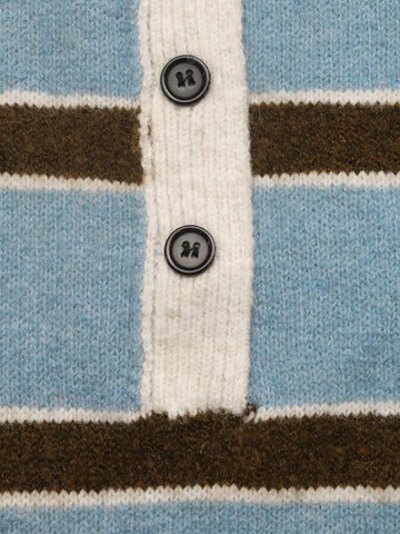 Striped Collared Button Up Knit Sweater