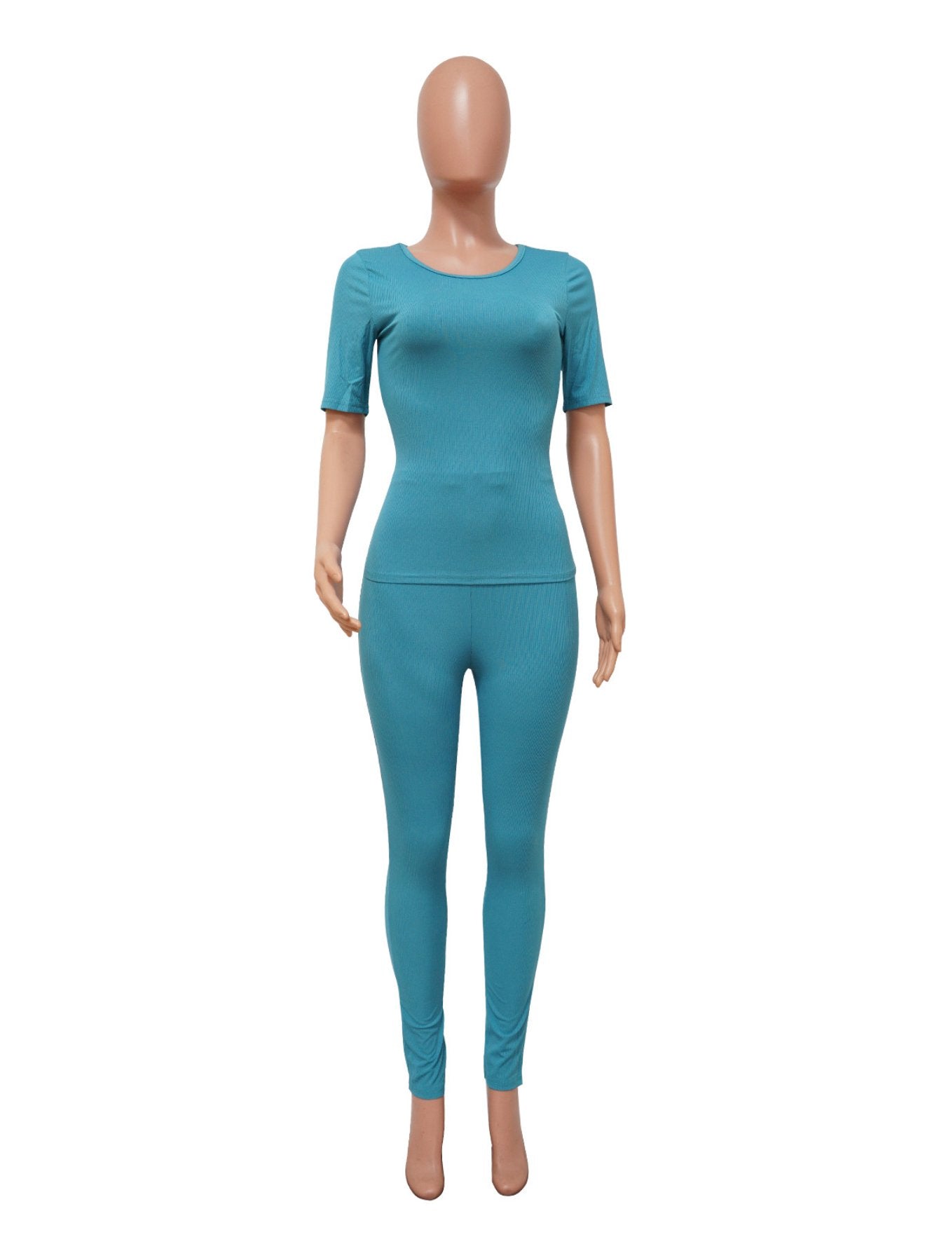Rib Knit Fitted Pants Set