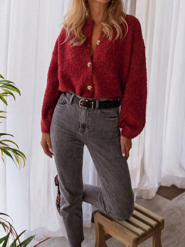 Cozy Textured Button Down Cardigan
