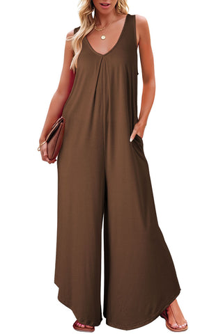 V Neck Flared Leg Jumpsuit