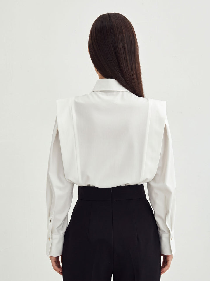 Puff Shoulder Structured Button Up Shirt