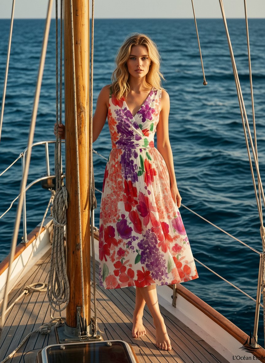 CORINNE
Floral Print V Neck A Line Midi Dress