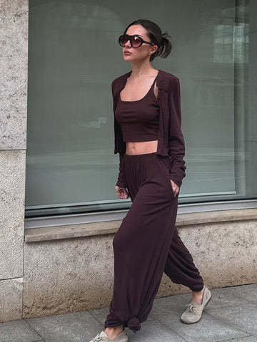 Cozy Ribbed Crop Lounge Pants Set