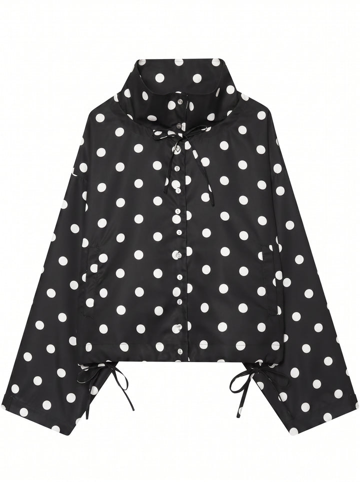 Cute Polka Dot Stand Collar Jacket