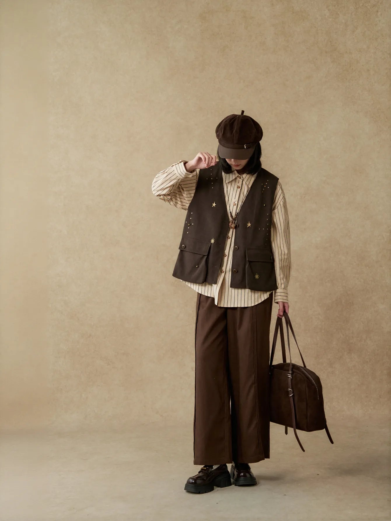 Studded Suede Utility Vest