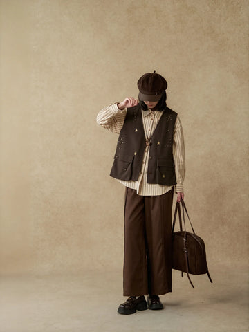 Studded Suede Utility Vest