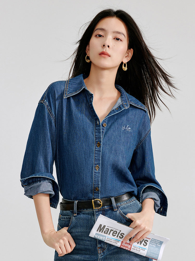 Breathable Moisture Wicking Denim Button Shirt