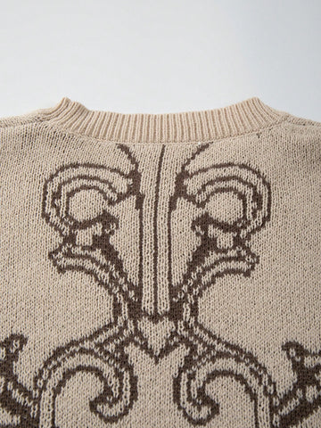 Oversized Grunge Cross Graphic Knit Sweater