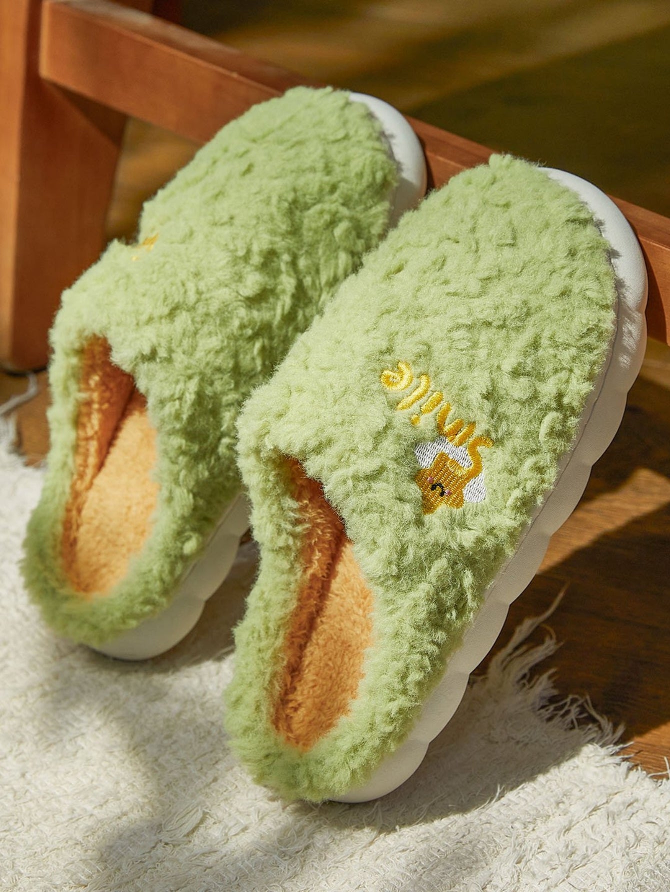 Cozy Plush Smile Fuzzy Slippers