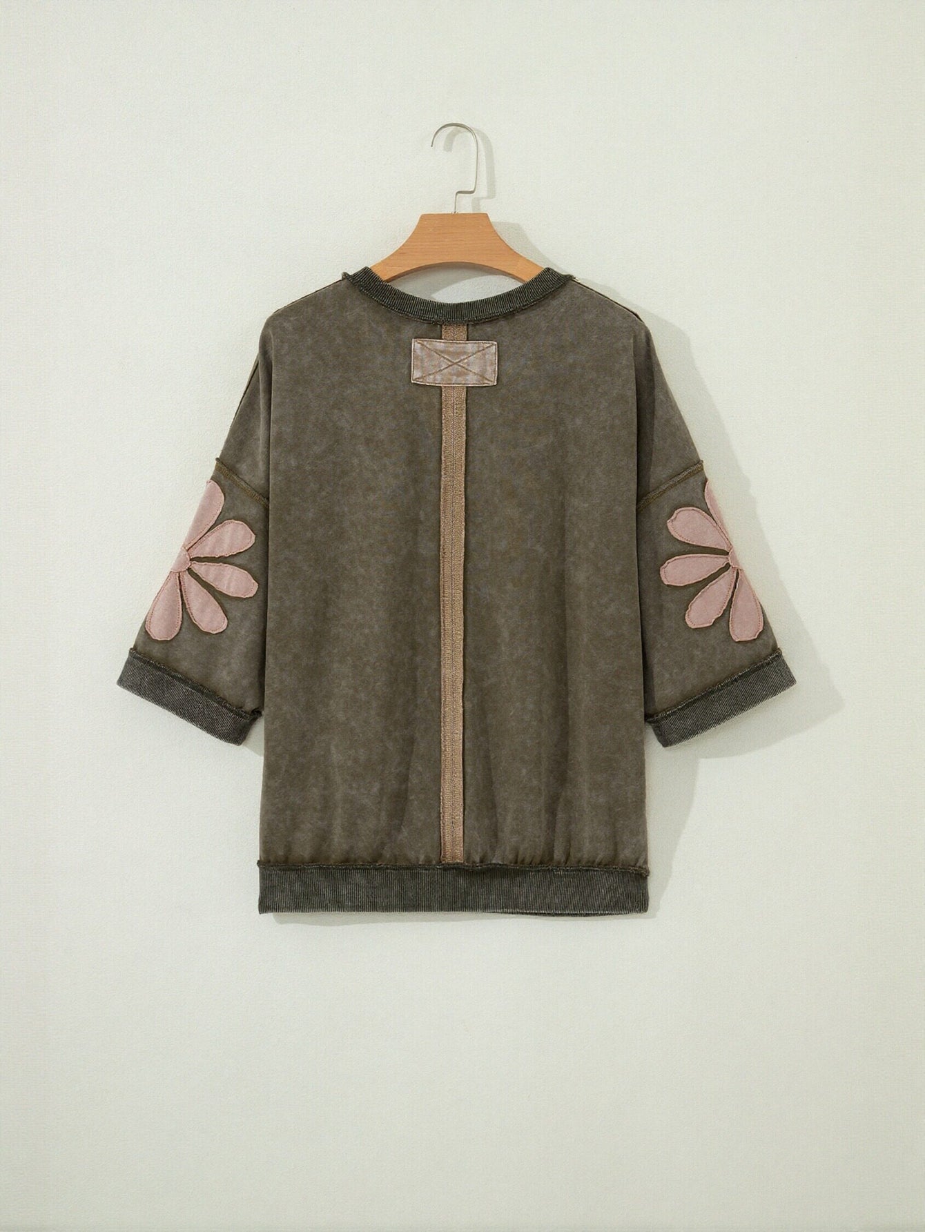 Vintage Wash Floral Applique Sweatshirt