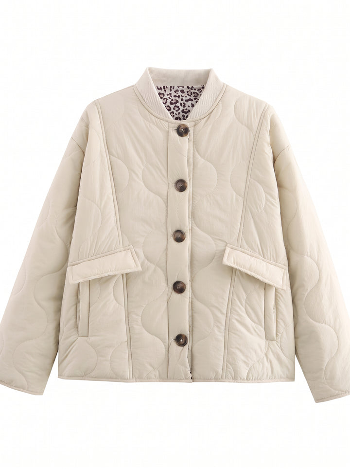 Quilted Button Down Bomber Jacket