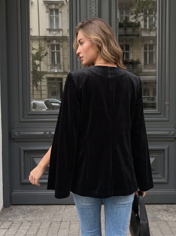 Elegant Velvet Cape Blazer Jacket