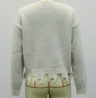 Distressed Speckled V Neck Sweater