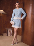 Shimmering Lace Trim Knit Cardigan