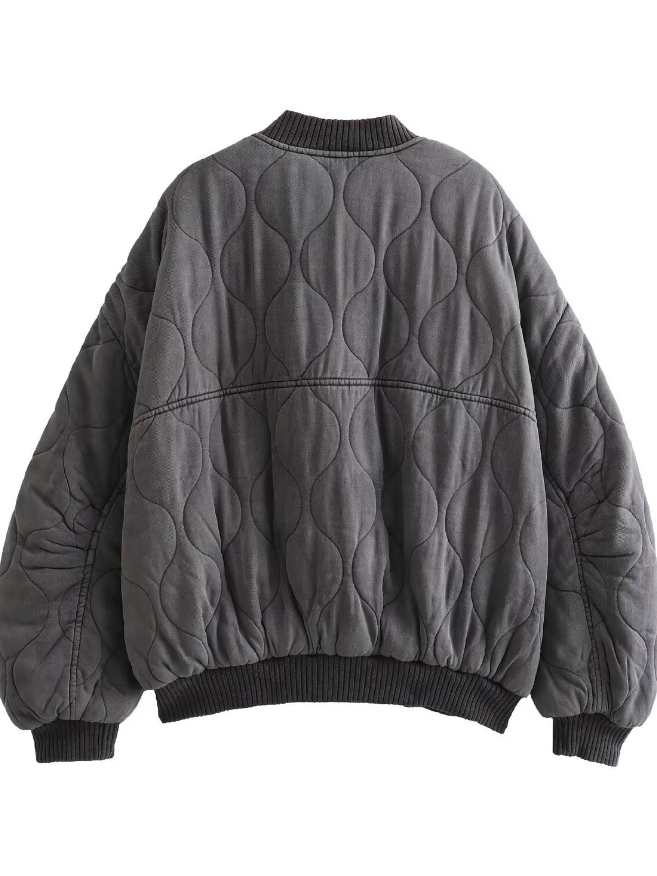 Oversized Quilted Bomber Puffer Jacket
