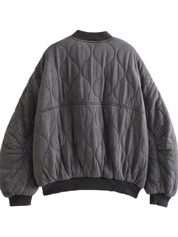 Oversized Quilted Bomber Puffer Jacket