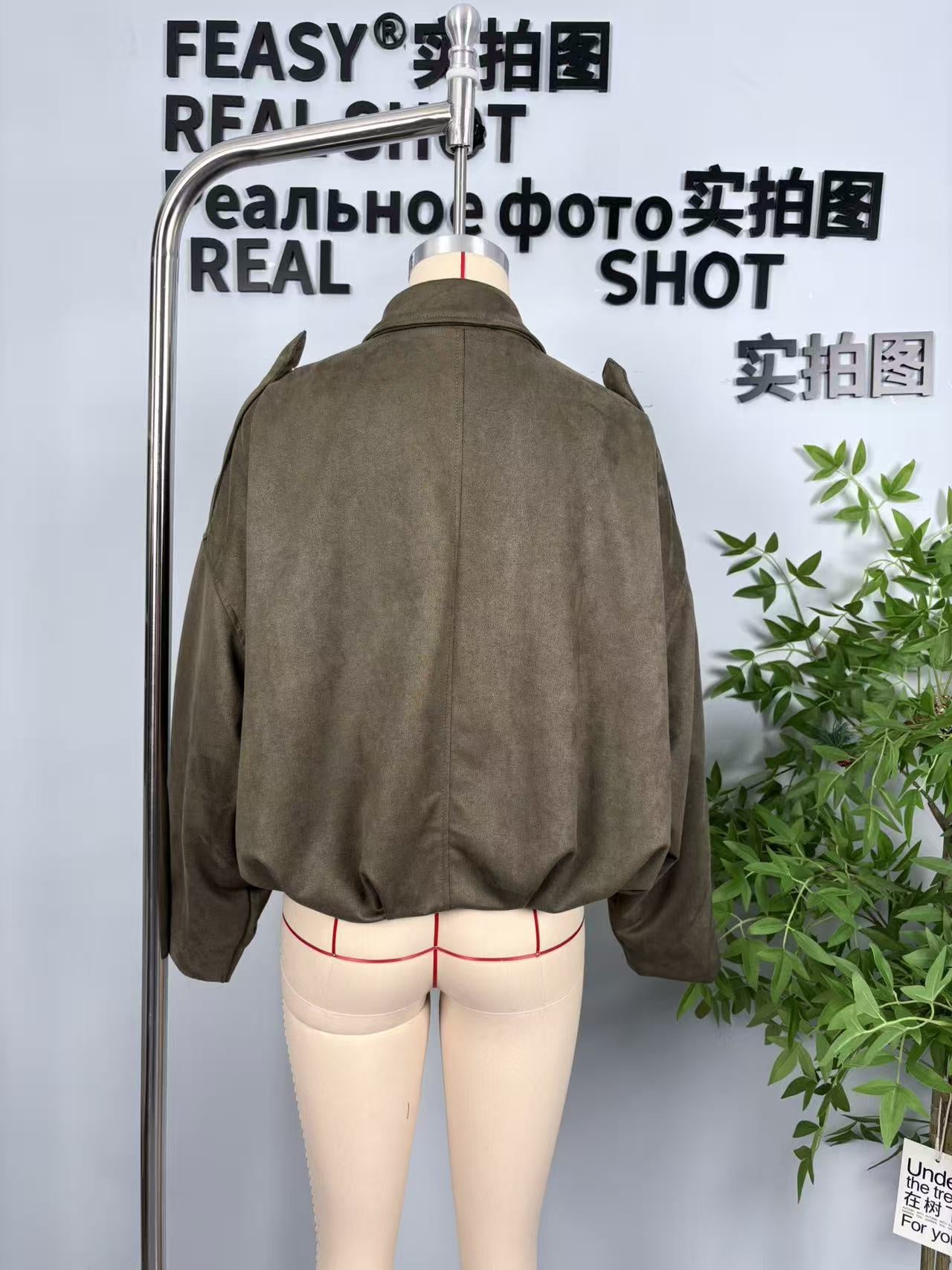 Oversized Suede Bubble Hem Jacket