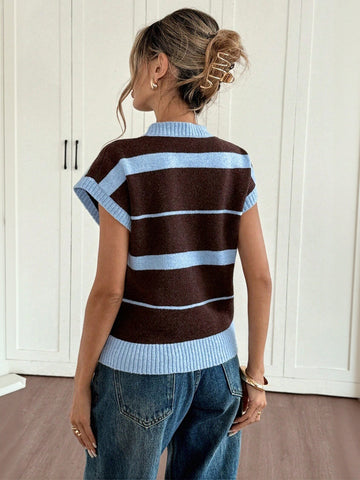 Cozy Striped Knit Sweater Vest