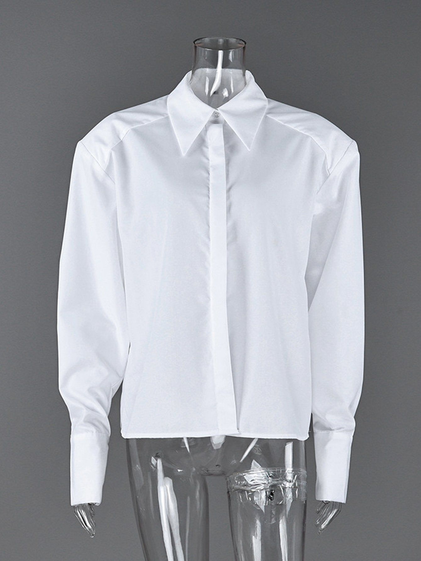 Padded Shoulder Oversized Button Down Shirt