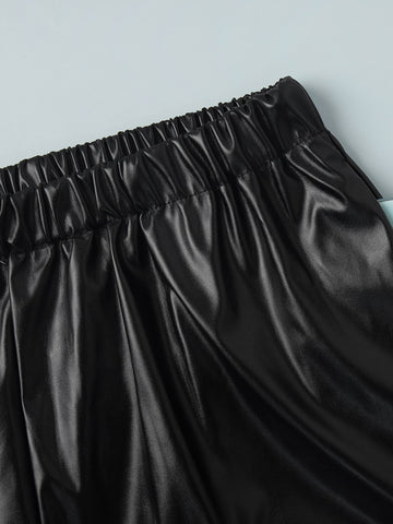 High Waisted Faux Leather Joggers