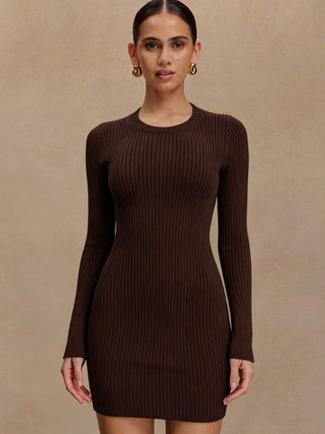 Form Fitting Ribbed Knit Dress