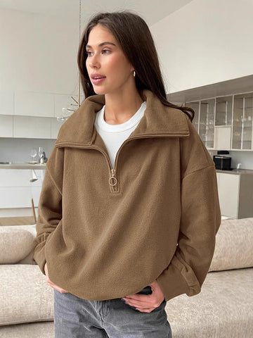 Oversized Quarter Zip Fleece Sweatshirt