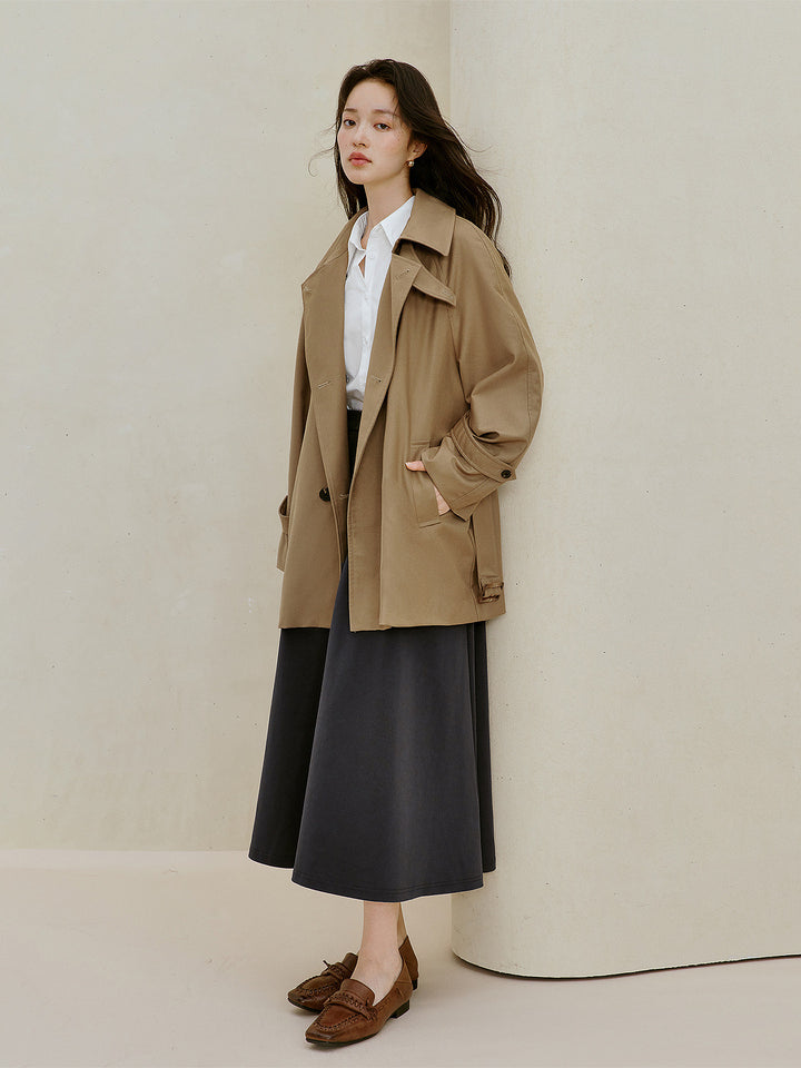 Oversized Belted Double Breasted Trench Coat